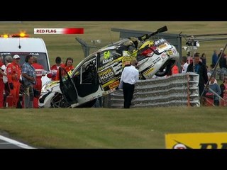 MEGA British Touring CAR CRASH Cameraman has a lucky Escape!!