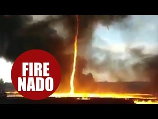Amazing footage shows a firenado spinning into the air during a blaze at a plastics factory