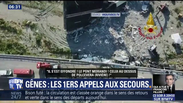 Gênes: les premiers appels aux secours de témoins paniqués