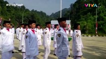 Upacara HUT RI Ke-73 di Perbatasan RI-Malaysia