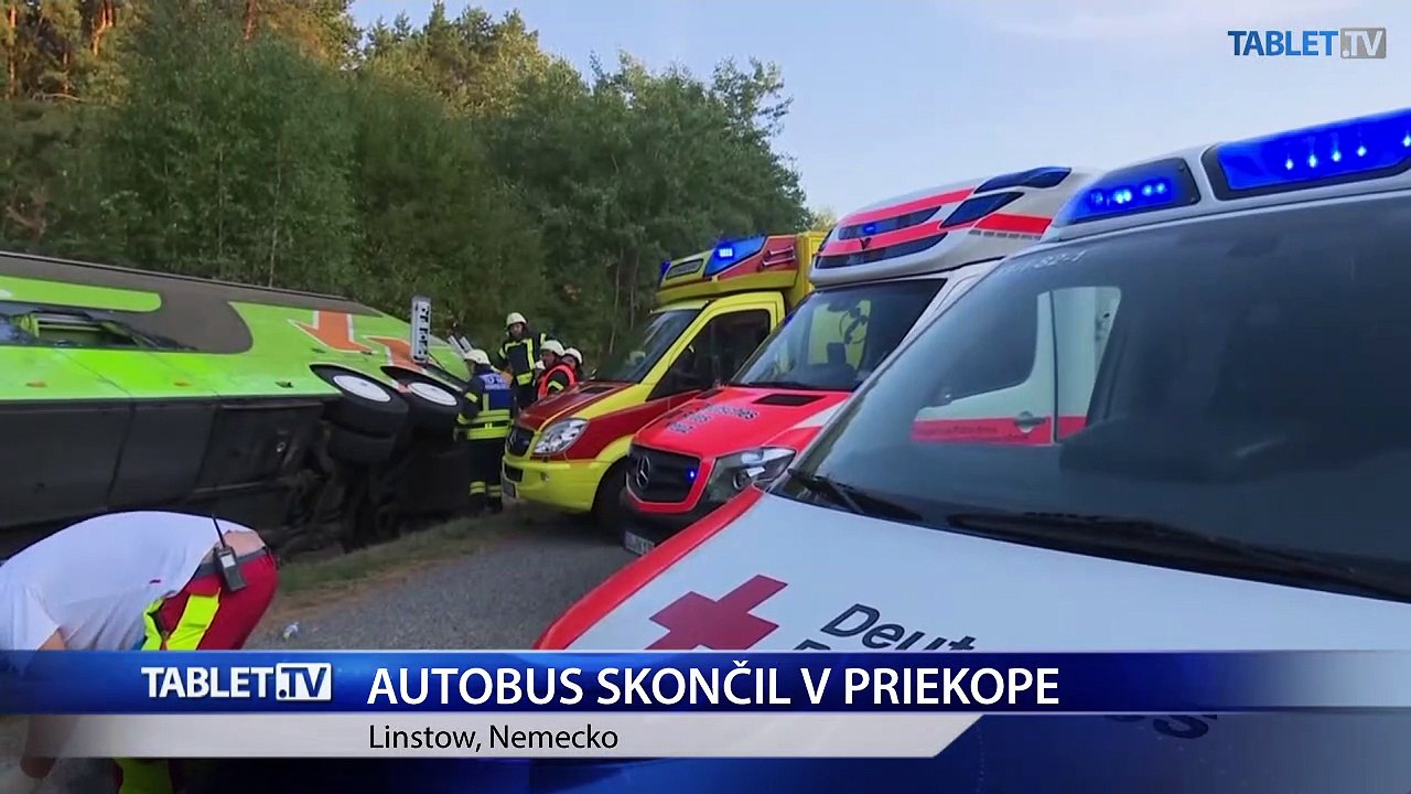 HAVÁRIA AUTOBUSU V NEMECKU: Zrútil sa z diaľnice, 16 zranených
