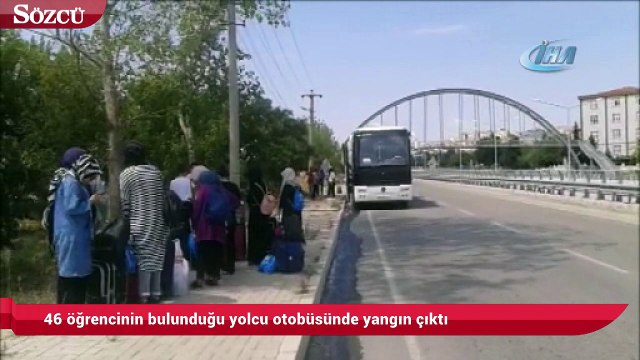 46 öğrencinin bulunduğu yolcu otobüsünde yangın