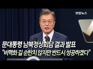[현장] 문대통령 남북 정상회담 결과 발표/연합뉴스 (Yonhapnews)