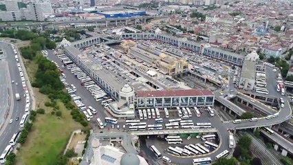 Otogardaki Bayram Yoğunluğu Havadan Görüntülendi