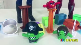 Learn Colors With Captain America, Iron Man, Angry Bird, And McDonald Happy Meal Toys