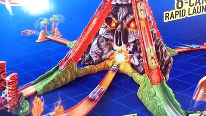 new HOTWHEELS VOLCANO BLAST TRACK SET 8 CAR LAUNCHER HW WORKSHOP