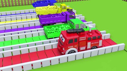 Candy Slide with Fun Cars and Trucks - Colors for Children Songs for Kids