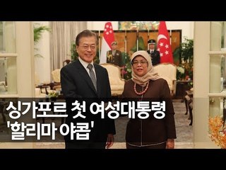 문 대통령, 할리마 야콥 싱가포르 대통령과 면담 / 연합뉴스 (Yonhapnews)