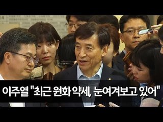 이주열 한은총재 "최근 원화 약세, 눈여겨보고 있어" / 연합뉴스 (Yonhapnews)