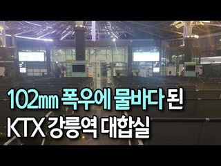 [제보] 102㎜ 폭우에 물바다 된 KTX 강릉역 대합실 / 연합뉴스 (Yonhapnews)
