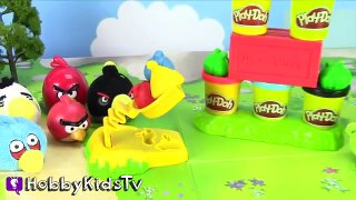 Play Doh Angry Bird Launch + Hulk SMASHES! HobbyKidsTV