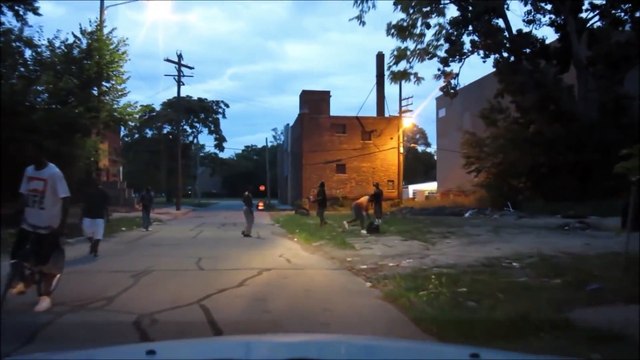 DETROIT WEST SIDE HOOD AT NIGHT DOWNTOWN