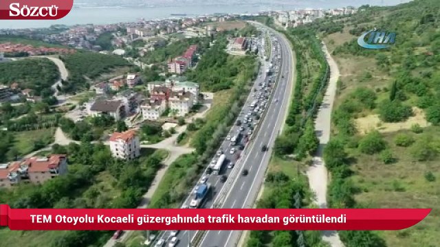 TEM Otoyolu Kocaeli güzergahında trafik havadan görüntülendi