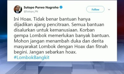 Beredar Hoaks Pemberian Bantuan, BNPB Beri Klarifikasi