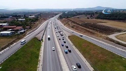 Bursa'da bayram tatili yoğunluğu havadan görüntülendi