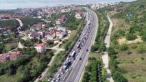 TEM Otoyolu Kocaeli Güzergahında Trafik Havadan Görüntülendi