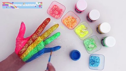 Body Glitter Painting Learning Colors for Children with Finger Family Nursery Rhymes