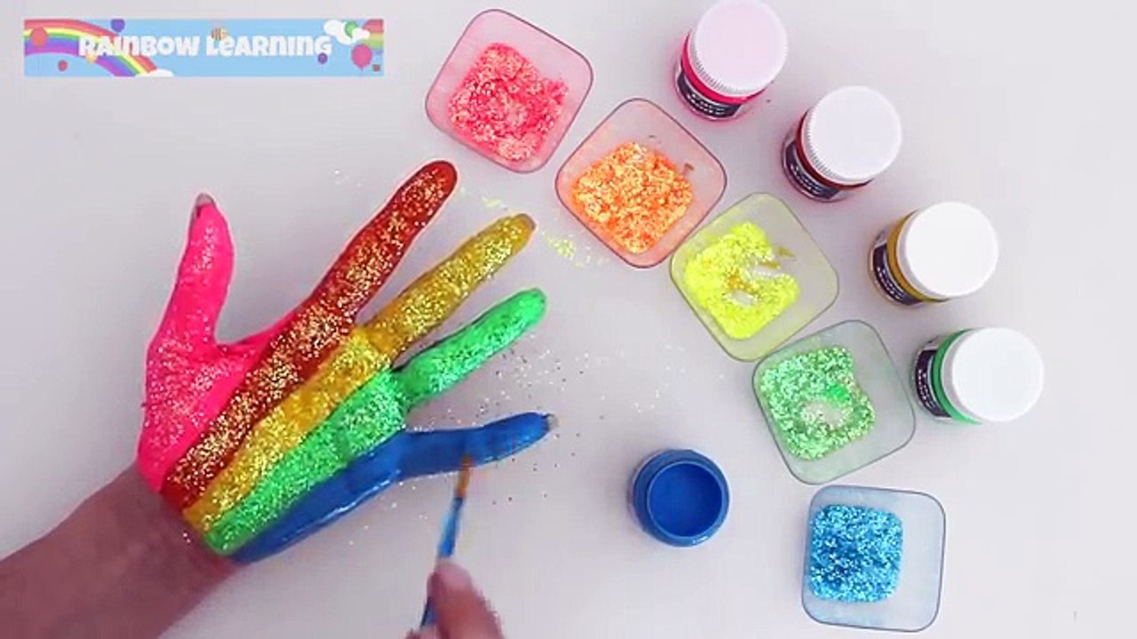Body Glitter Painting Learning Colors for Children with Finger Family Nursery Rhymes