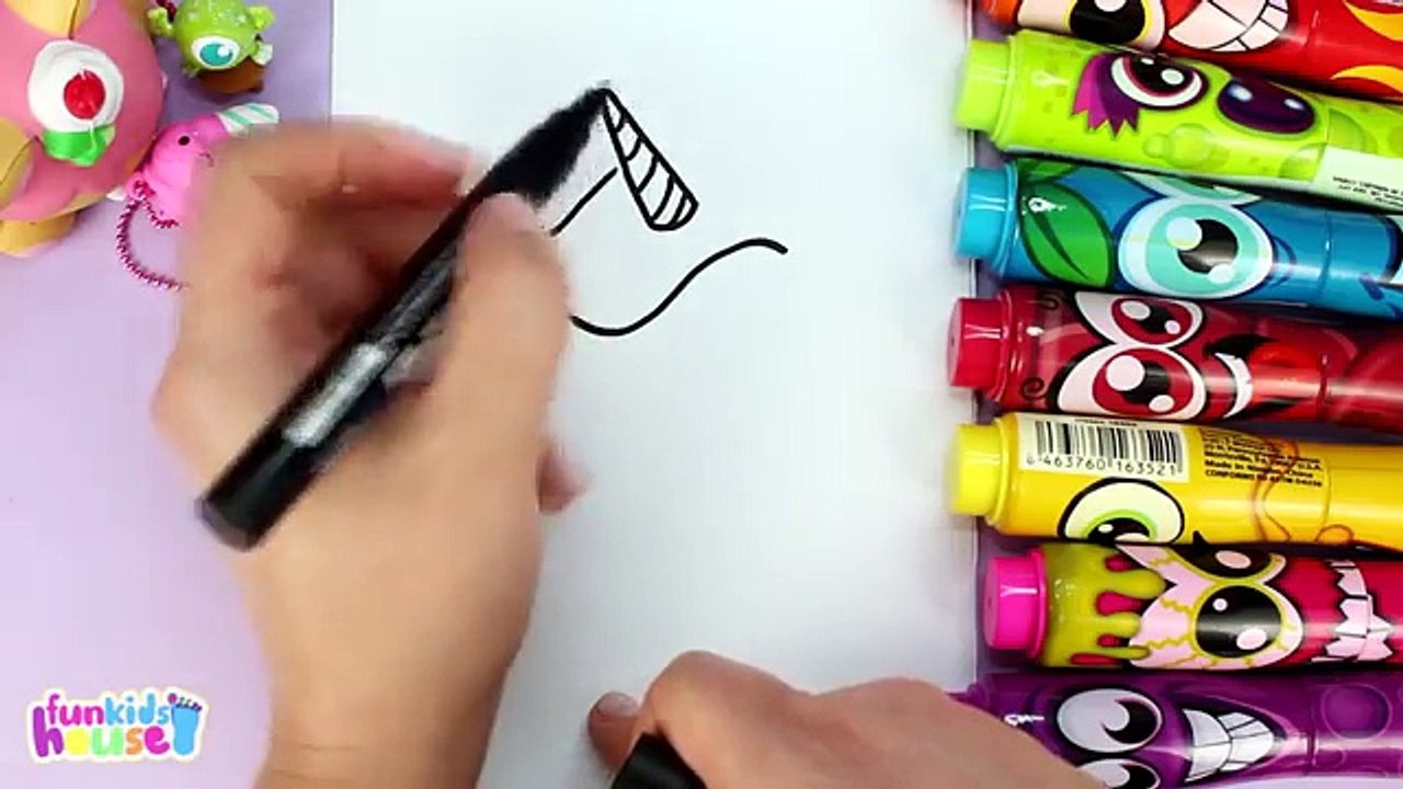 Drawing & Coloring with Surprise Toys Ariel Unicorn Ice Cream Smooshy Mushy Miximals Cakep