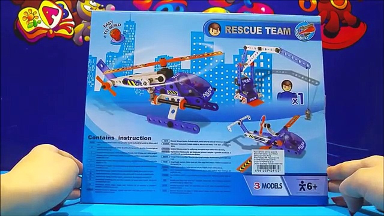 Police Helicopter Rescue Team Building Blocks Toy Videos Opening Police Toys For Children