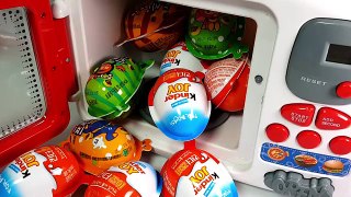 Kinder Surprise Eggs NINJA Toys Microwave Just Like Home Appliances Learn Colors Play Doh