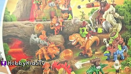 T Rex Catapult Caveman! Batman vs Dinosaur Toy Review HobbyKidsTV