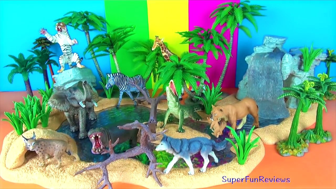 Wild Animals Zoo Animals Jungle Animals Toys Tiger Elephant Hippopotamus Learn in English