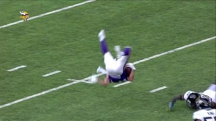 Chad Beebe gets FLIPPED into the air after catch