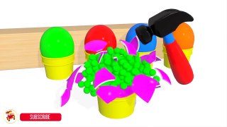 Learn Colors With Surprise Eggs Balloons Balls for Children   Kinetic Sand Surprise Tools