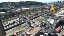 Ciò che rimane del Ponte Morandi visto dall’alto