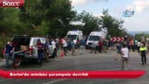 Bartın’da minibüs şarampole devrildi