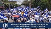 Libertad para los presos políticos del régimen de Daniel Ortega pidieron miles de nicaragüenses en una multitudinaria marcha en #Managua. Rosario Murillo los ti