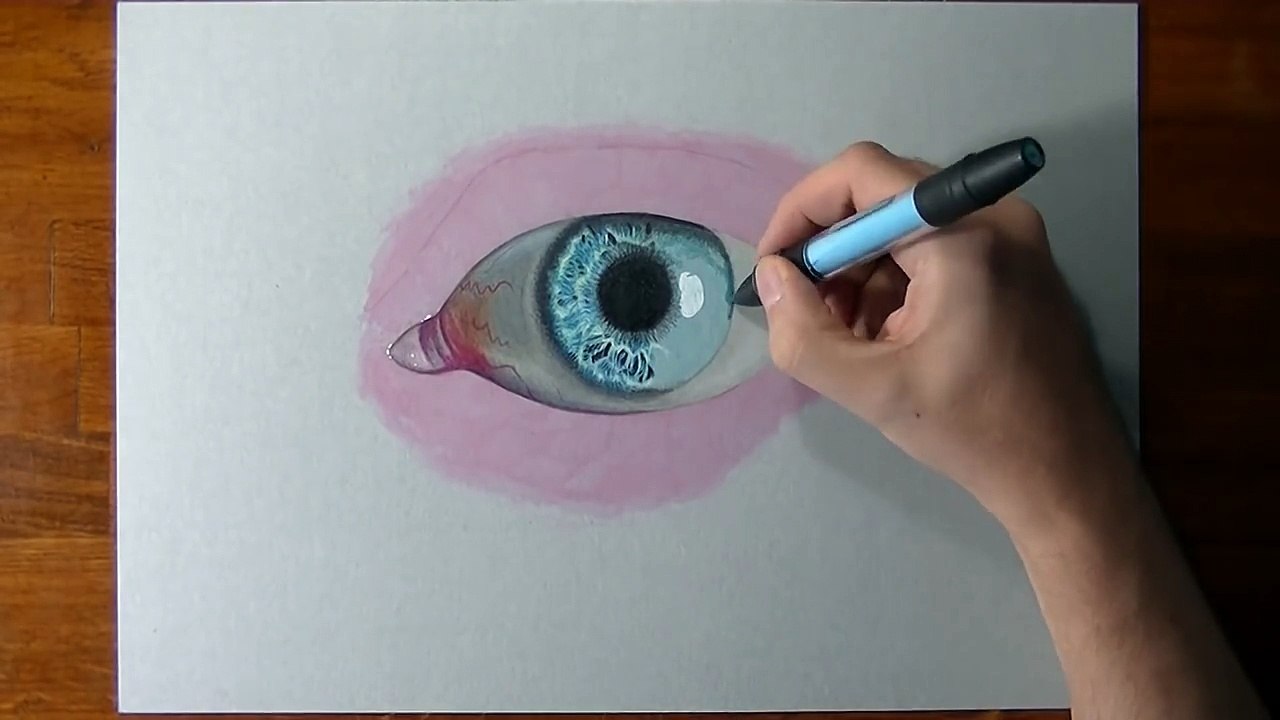 Drawing and coloring a crazy realistic eye