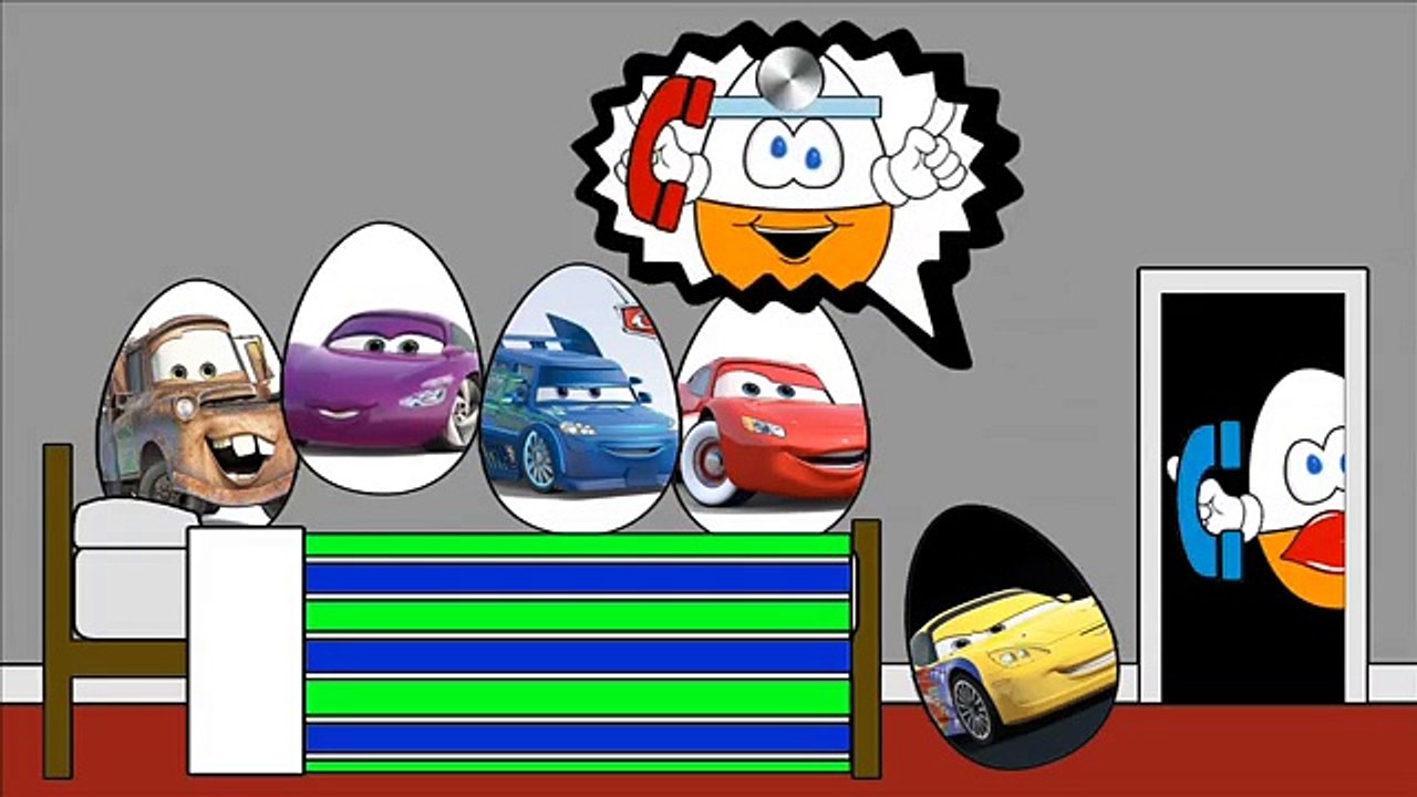 Pixar Cars Lighting McQueen Mater Jumping On The Bed Nursery Rhyme Animation Egg for Kids