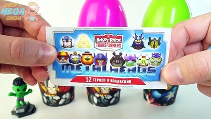 Cups and Balls Surprise Eggs MARVEL Superheroes Toys Spiderman Hulk Ironman Angry Birds