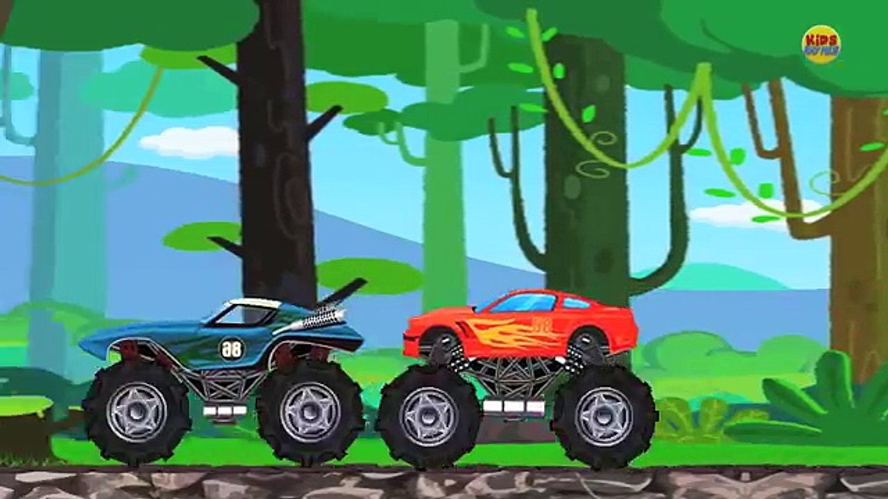 Kids Rhymes | Monster Trucks | Racing videos for children | High speed chase | cartoon tru