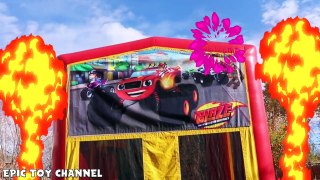 Blaze and the Monster Machines Monster Truck Rally + Blaze Bounce House In Real Life Funny