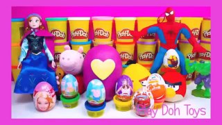 play doh frozen kinder surprise eggs peppa pig barbie angry birds toys surprise