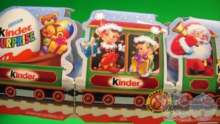 Kinder Surprise Egg Santa Train + JUMBO Christmas Egg Candy Toys Opening