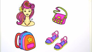 Rainbow Learning Beautiful Barbie Accessories Coloring Pages l Kids Drawing and Coloring