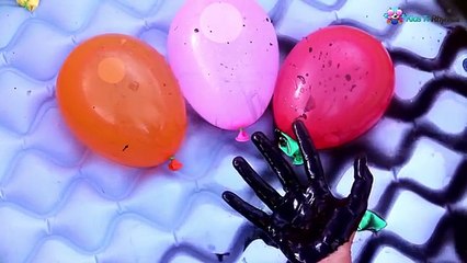 Black Hand Colour Water Balloons Learn Colours Water Balloon Finger Family Nursery Rhymes