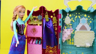 Brunette Disney Frozen Elsa and Anna Toy Review of the Barbie Closet and Vanity by DisneyC