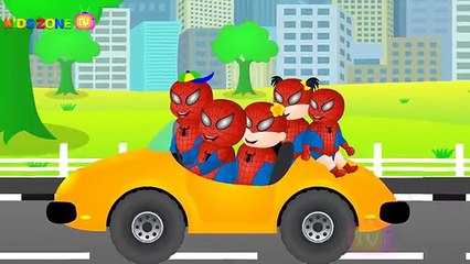 Spiderman Playing with Toy Bus Finger Family Rhymes For Kids | Spiderman Finger Family