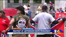 Pro-Confederate Protesters Rally Against Commission`s Recommended Removal of Jefferson Davis Statue