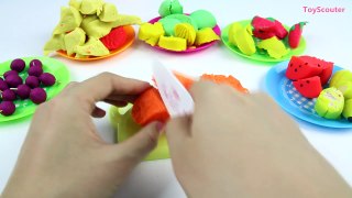 LEARN FRUIT NAMES w/ Play Doh Toy Cutting – Make Smoothie and Fruits Bowl