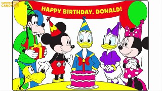 Mickey Mouse Clubhouse Happy Birthday Donald Learn Colors with Coloring Pages For Kids