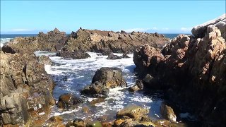Relaxing nature scene ocean waves washing into tidal rock pool HD 1080P