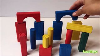Learning colors with colorful building blocks made of wood!