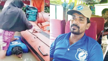 Kerala Flood : Jaisal KP ने पीठ पर चढ़ा लोगों को किया Rescue, Video Viral | वनइंडिया हिंदी