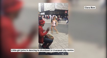Father and Daughter performance in Liverpool City Centre